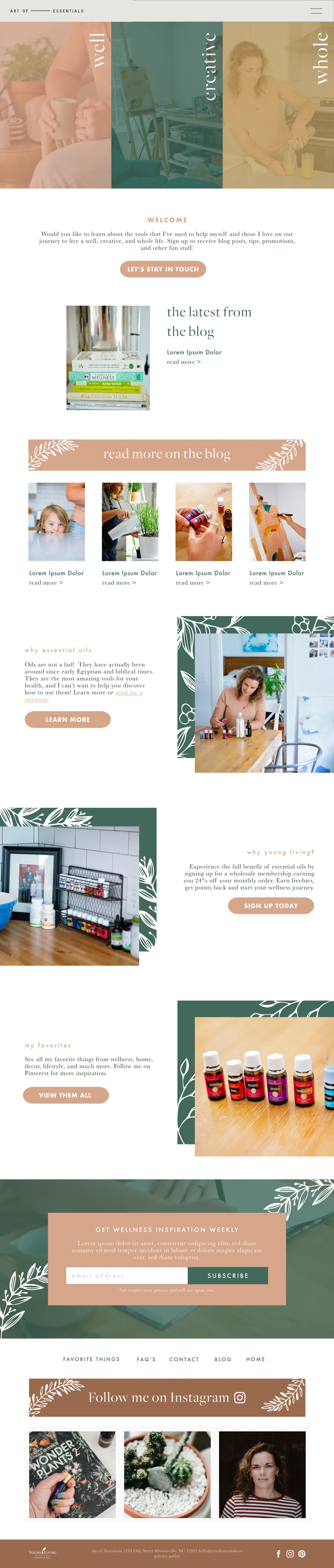 Art of Essentials website, full home page