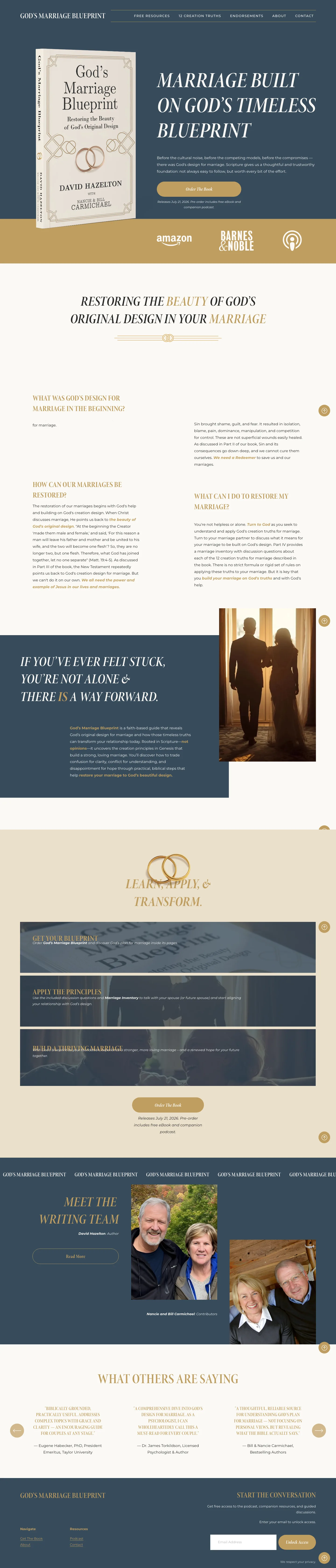 God's Marriage Blueprint website, full home page