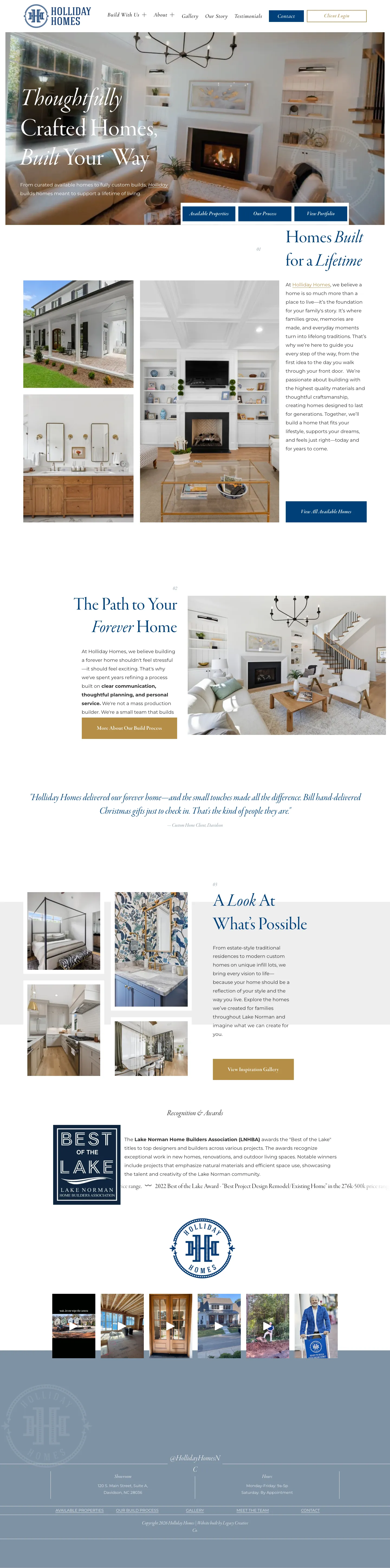 Holliday Homes website, full home page