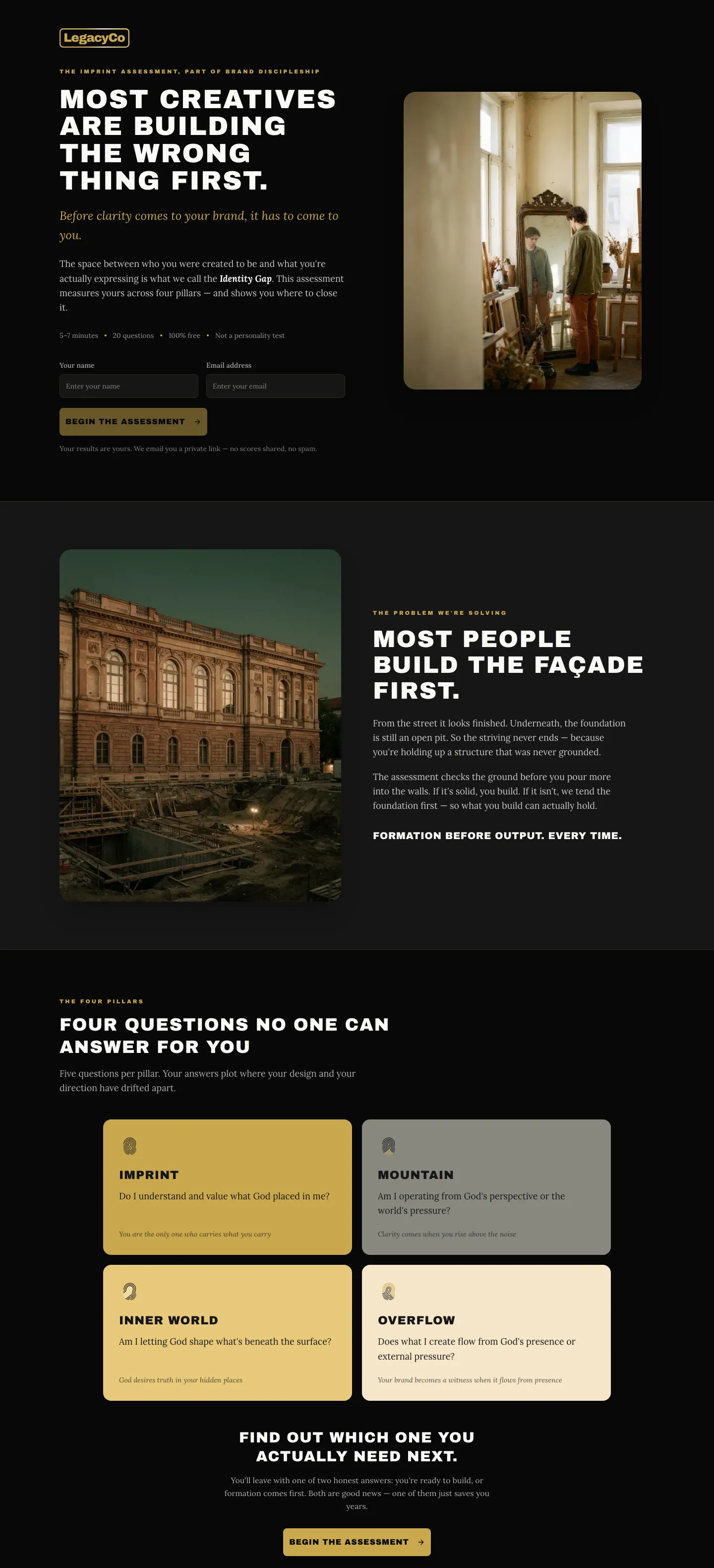 The Imprint Assessment website, full home page