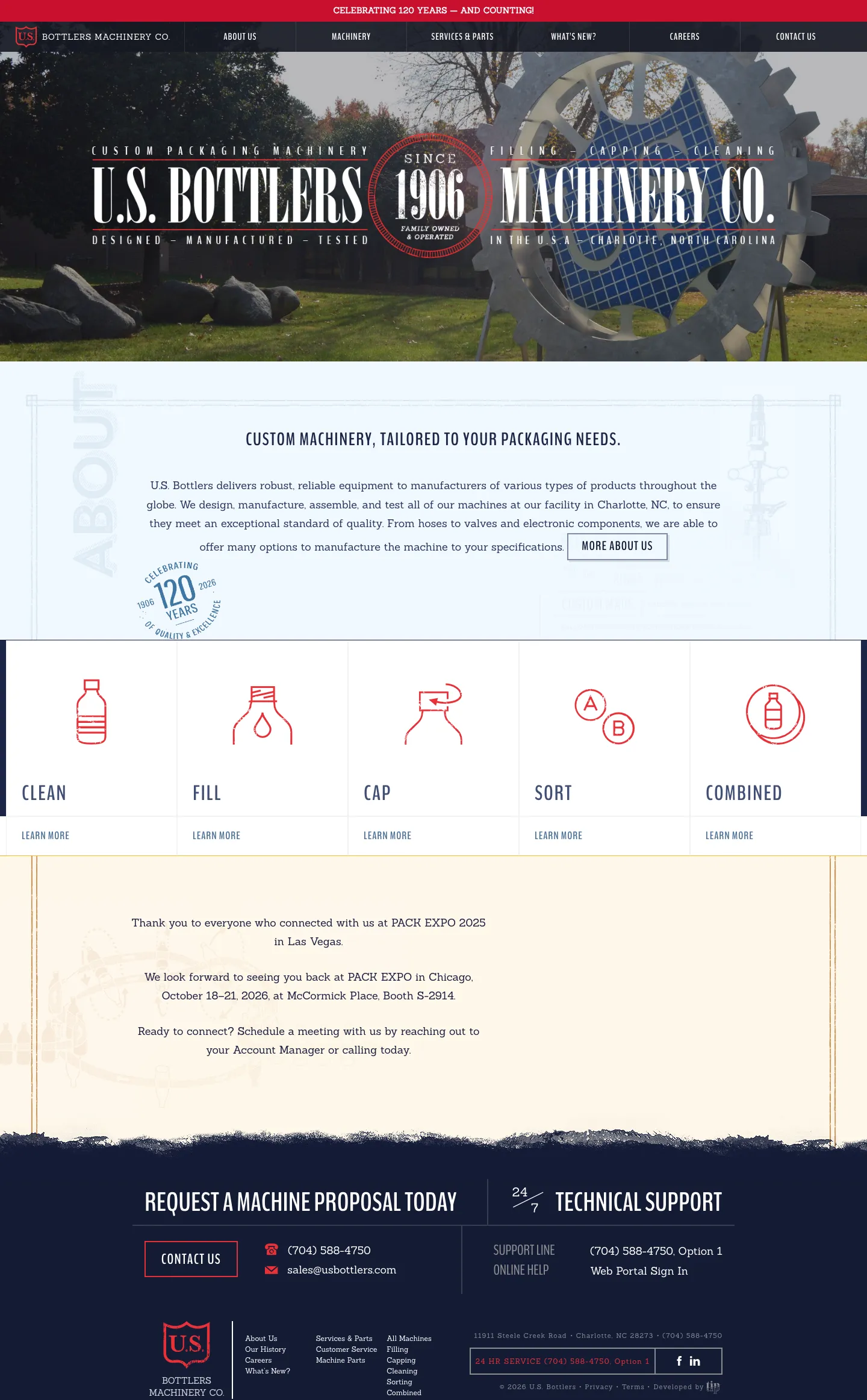 US Bottlers Customer Portal website, full home page