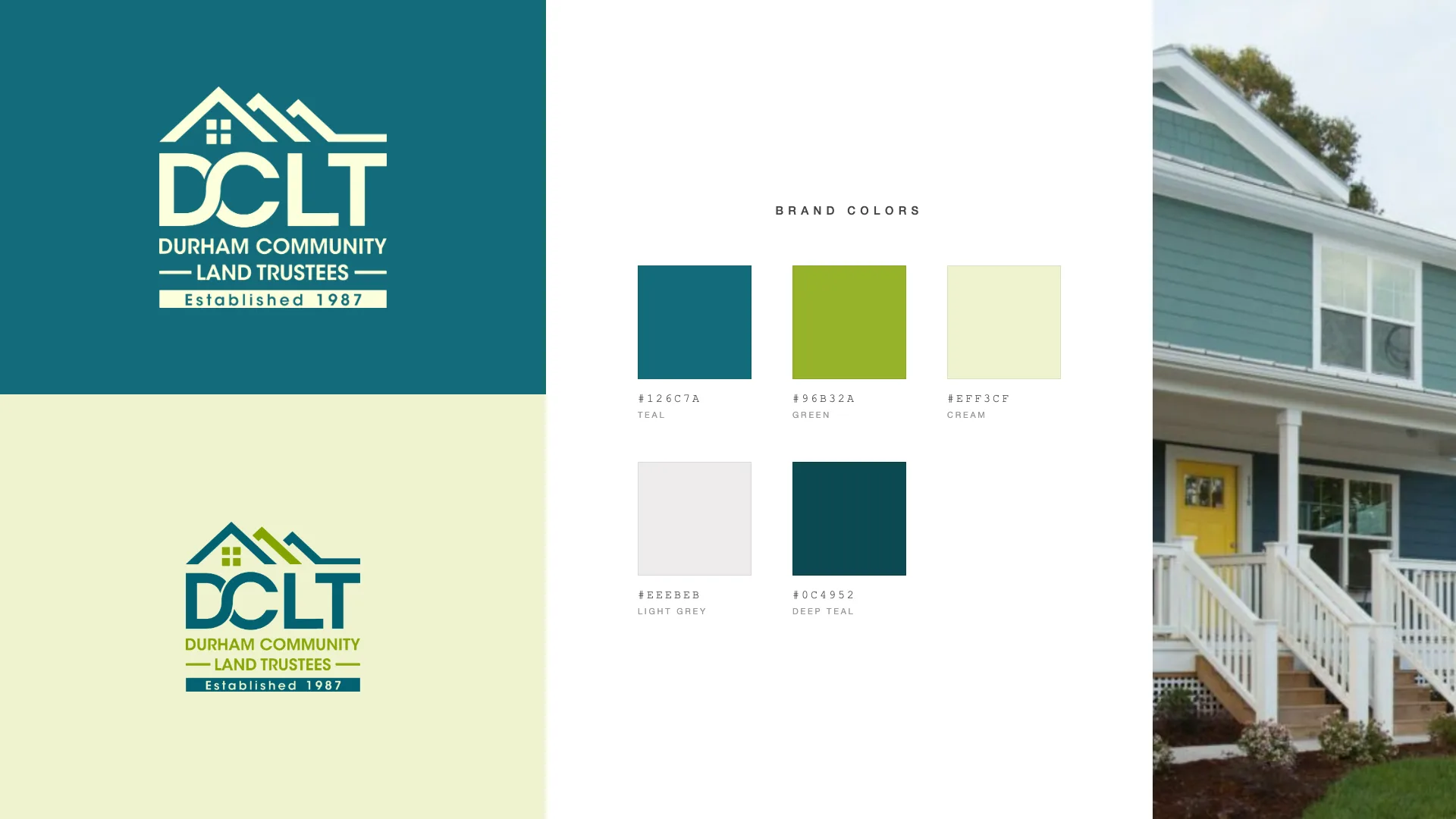 Durham Community Land Trustees brand identity: logo, colors, and the people behind it