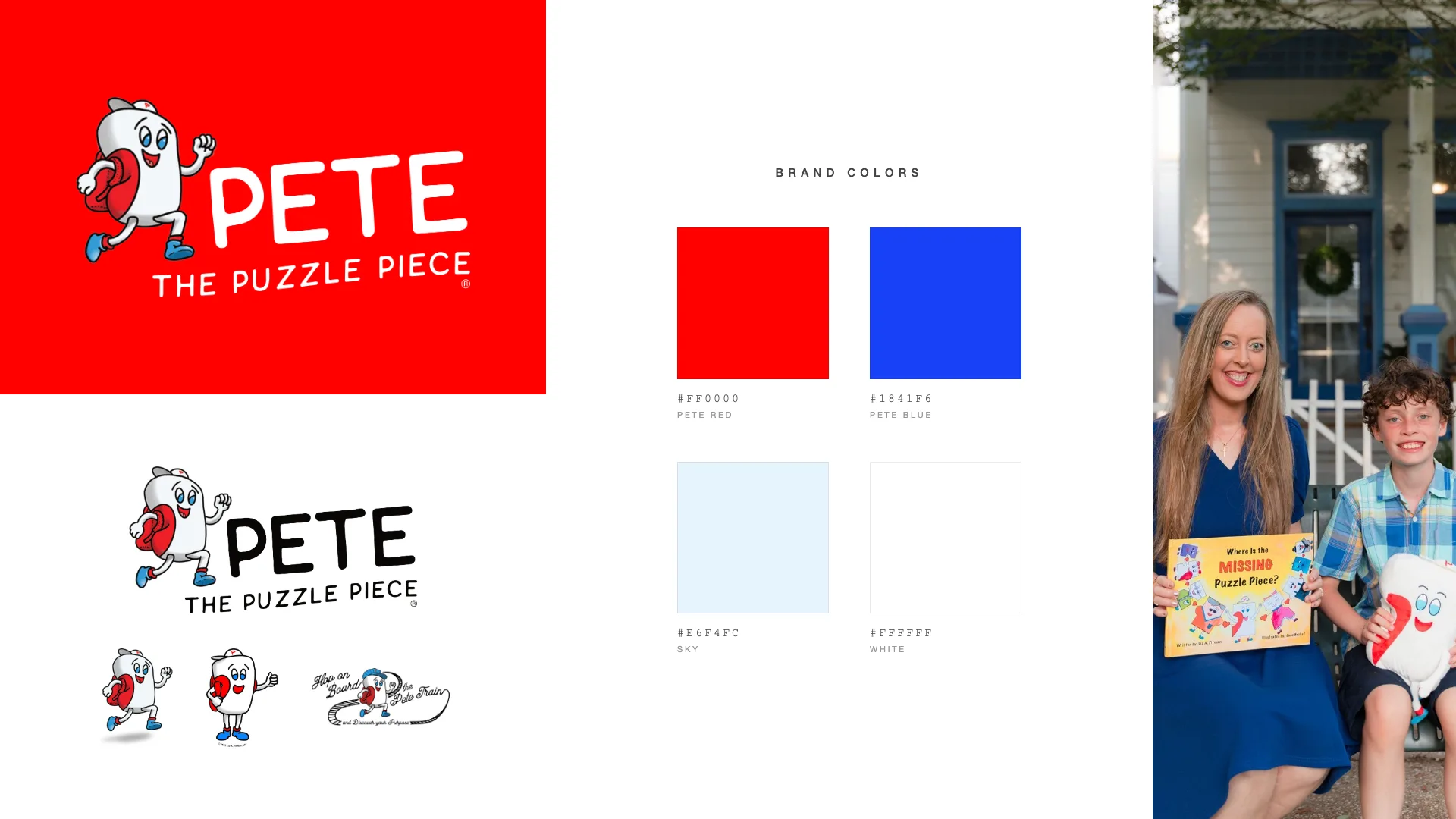 Pete the Puzzle Piece brand identity: logo, colors, and the people behind it
