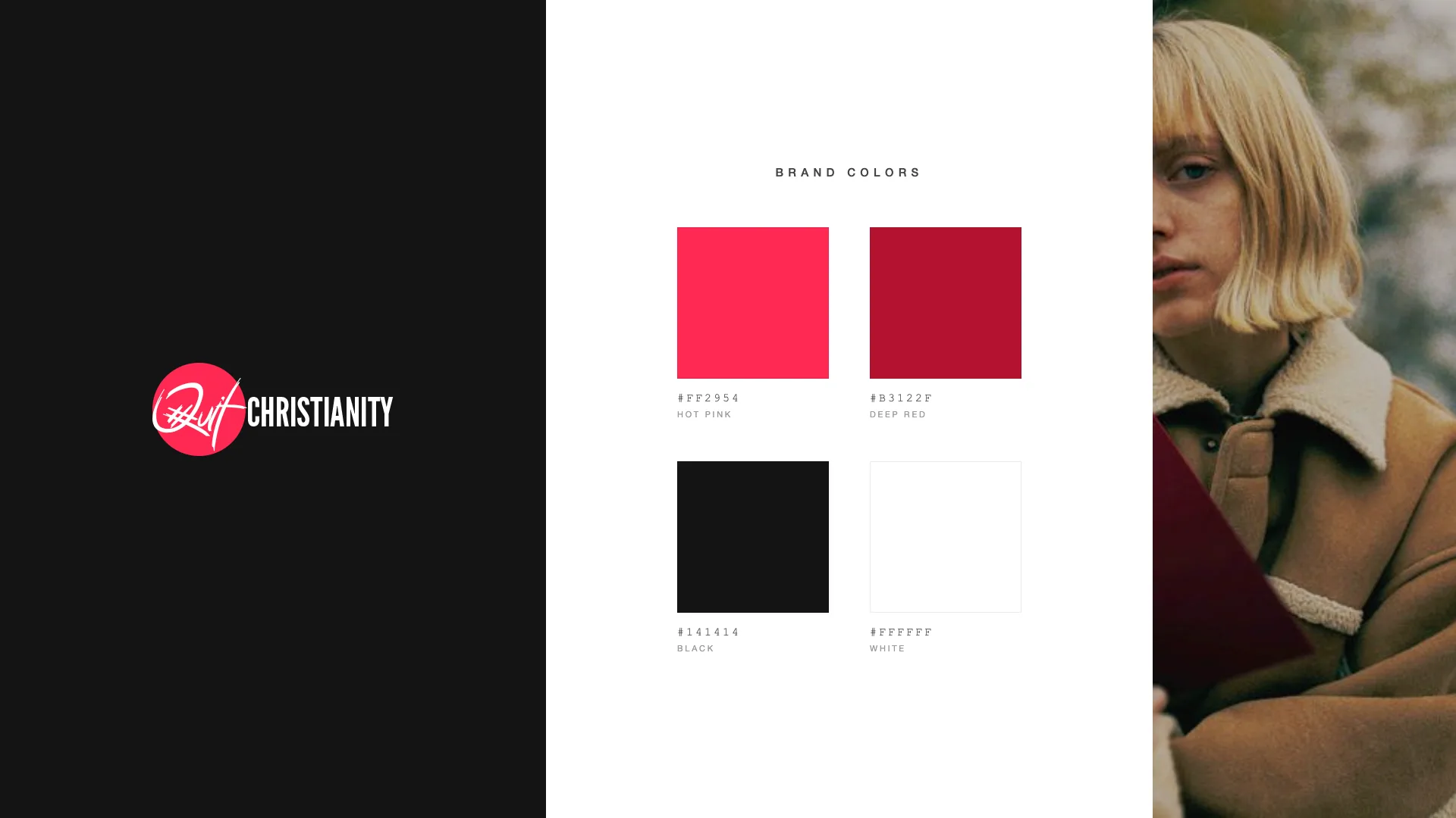 Quit Christianity brand identity: logo, colors, and the people behind it